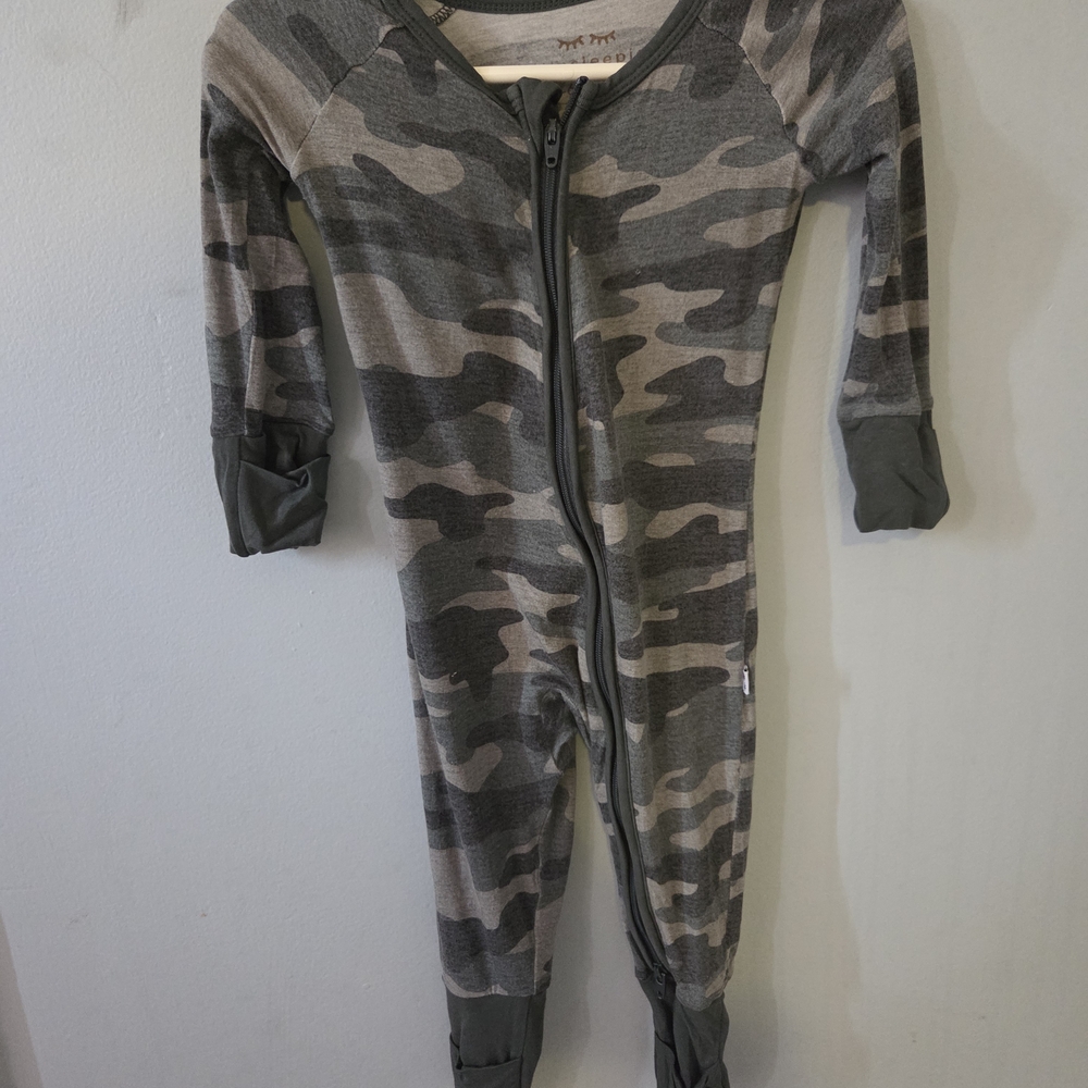 Little Sleepies Gray Camo Kids Footie
